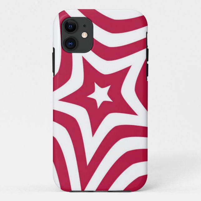 Bold & Bright Red & White Star in a Vector Pattern Case-Mate iPhone Case (Back)