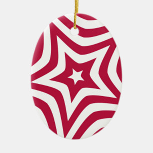 Bold & Bright Red & White Star in a Vector Pattern Ceramic Tree Decoration