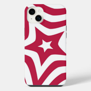 Bold & Bright Red & White Star in a Vector Pattern iPhone 14 Plus Case