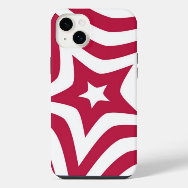 Bold & Bright Red & White Star in a Vector Pattern iPhone Case (Back)