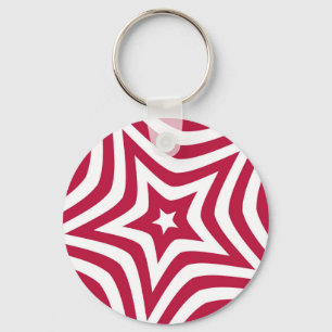 Bold & Bright Red & White Star in a Vector Pattern Key Ring