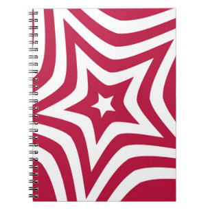 Bold & Bright Red & White Star in a Vector Pattern Notebook