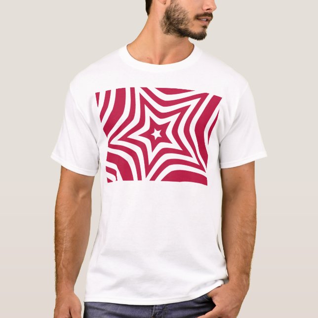 Bold & Bright Red & White Star in a Vector Pattern T-Shirt (Front)