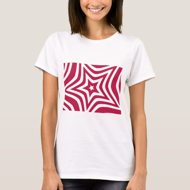 Bold & Bright Red & White Star in a Vector Pattern T-Shirt (Front)