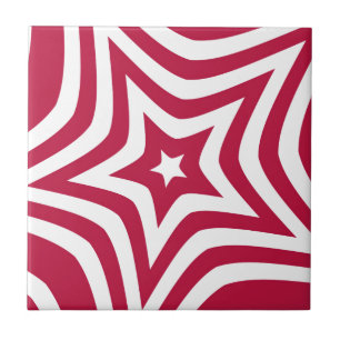 Bold & Bright Red & White Star in a Vector Pattern Tile