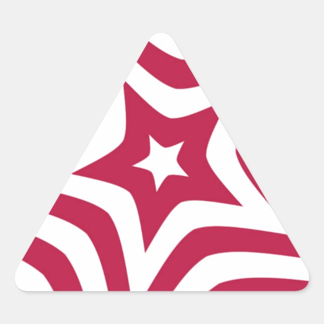 Bold & Bright Red & White Star in a Vector Pattern Triangle Sticker (Front)