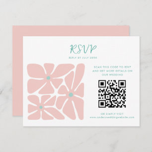 Bold Bright Retro QR Code Wedding Response Card