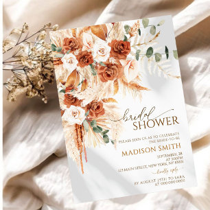 Bold Bright Terracotta Boho Bohemian Bridal Shower Invitation