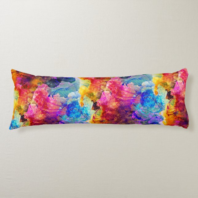 Bold & Bright Watercolor Floral Pattern Body Cushion (Front)