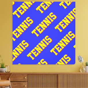 Bold Bright Yellow Purple Repeat PICKLELBALL Text Canvas Print