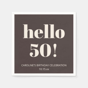 Bold Brown Cream Modern Chic 50th Birthday Party Napkin