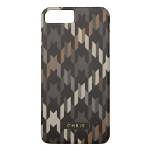 Bold brown houndstooth plaid pattern monogram iPhone 8 plus/7 plus case