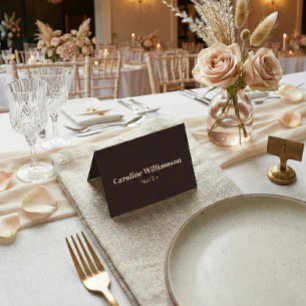 Bold Brown Typography Custom Wedding Place Card