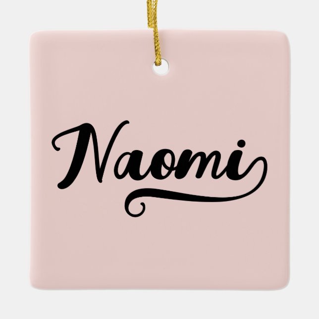 Bold Brush Script Heart Blush Photo Ceramic Ornament (Front)