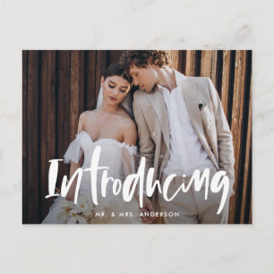 Bold Brush Script Introducing Wedding Elopement Postcard