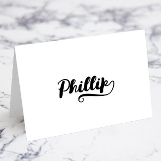 Bold Brush Script P Swash Name Place Cards