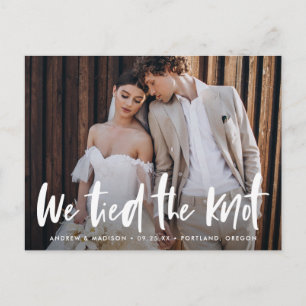 Bold Brush Script Photo We Tied The Knot Postcard