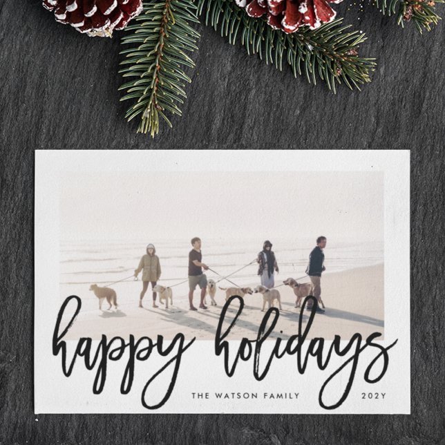 Bold Brush Script Typography Christmas Photo Happy Holiday Card (Creator Uploaded)