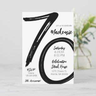 Bold Brush Stroke 70th Birthday Surprise Party Invitation