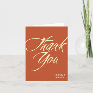 Bold brush stroke brick red thank you cards