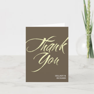 Bold brush stroke coffee brown thank you cards