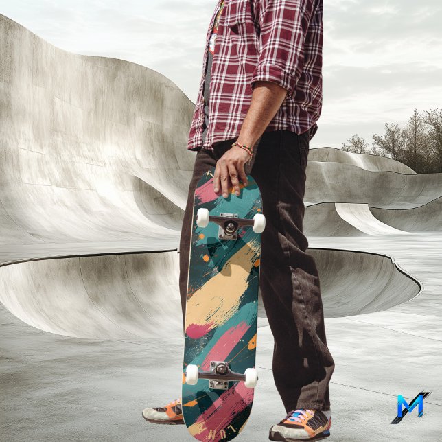 Bold Brushstroke - Dark Abstract Minimalist Skateboard (Creator Uploaded)