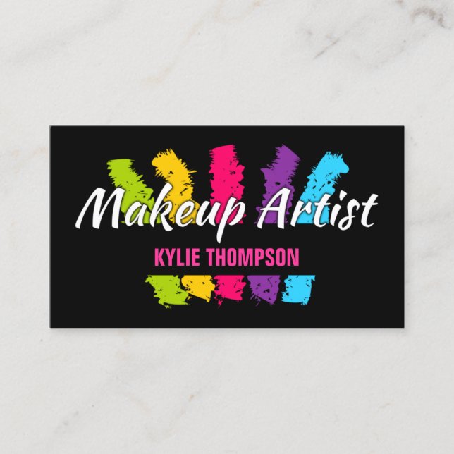 Bold Brushstrokes Makeup Artist Business Card (Front)