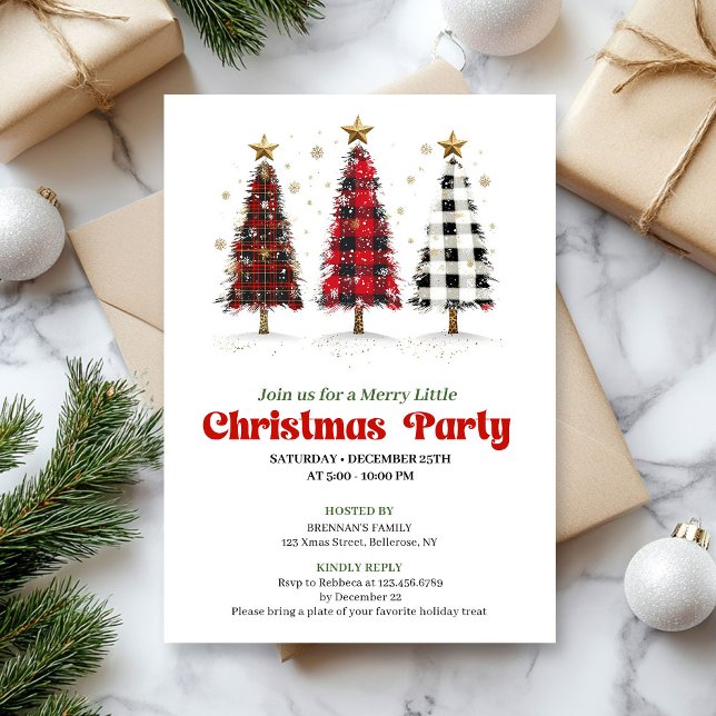 Bold buffalo plaid Christmas tree party invitation (Bold buffalo plaid Christmas tree party invitation

)