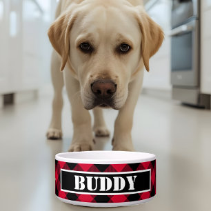 Bold Buffalo Red Black Plaid Pattern Name Dog