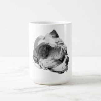 Bold bulldog profile in crisp monochrome coffee mug