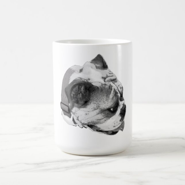 Bold bulldog profile in crisp monochrome coffee mug (Center)