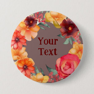 Bold Burgundy Flower Wreath Lapel Statement Piece 7.5 Cm Round Badge