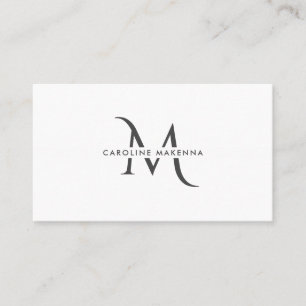 Bold but Minimal Monogram Black White Professional Business Card