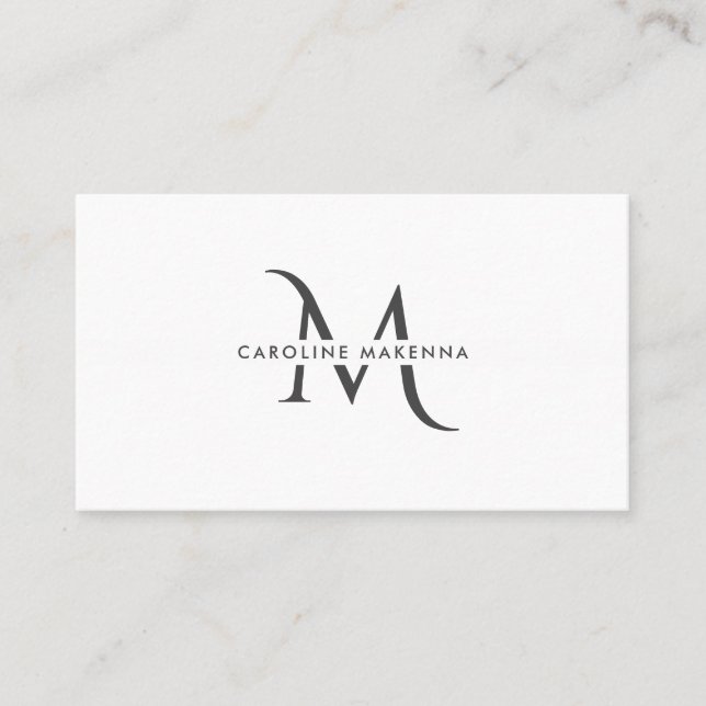 Bold but Minimal Monogram Black White Professional Business Card (Front)