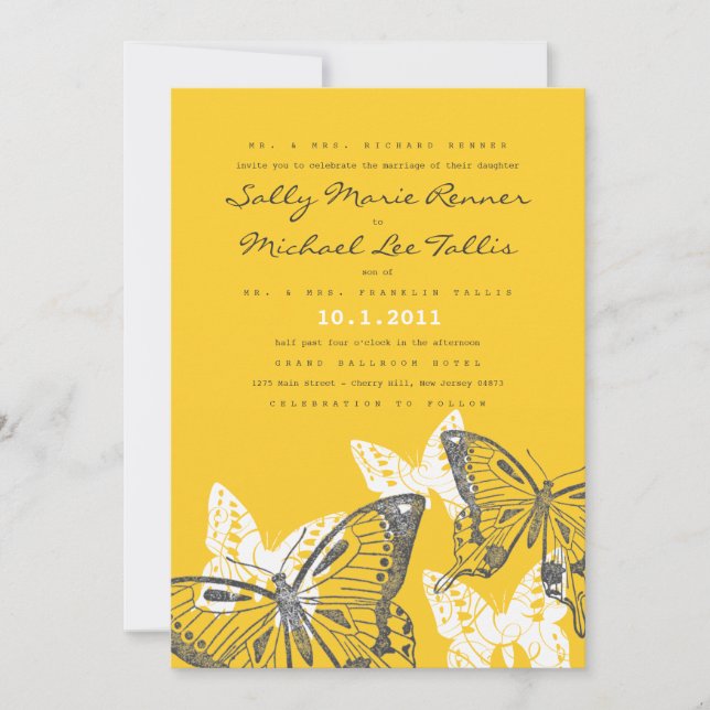 Bold Butterflies Wedding Invitation (Front)