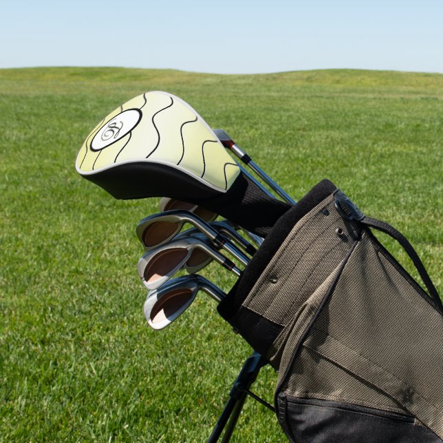 Bold Calligraphy Initial Butter Yellow Ombré Golf Head Cover (In Situ)