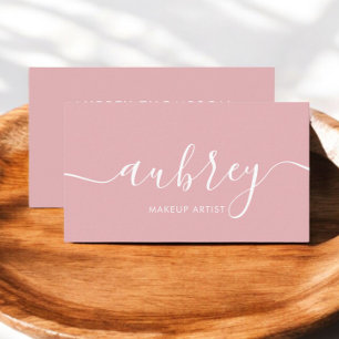 Bold Calligraphy Minimalist Girly Coral Business Card