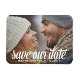Bold Calligraphy Photo Save the Date Magnet