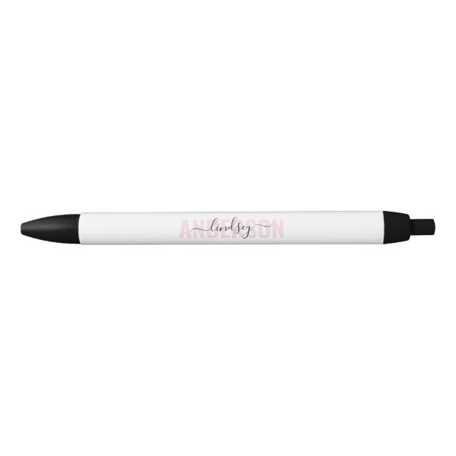 Bold Calligraphy Pink Personalised Black Ink Pen (Front)