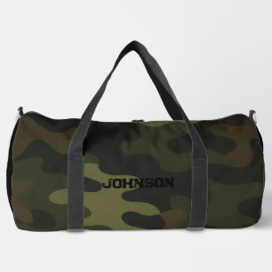 Bold Camo Earthy Greens Browns Personalise Name Duffle Bag