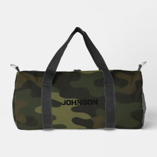Bold Camo Earthy Greens Browns Personalize Name Duffle Bag