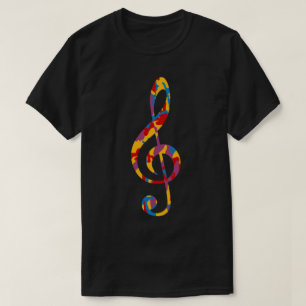 Bold Camo Pattern Treble Clef T-Shirt