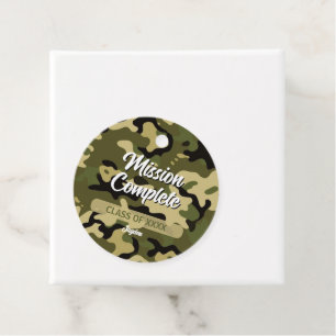 Bold Camouflage Green, Brown, Tan, and Black Favour Tags