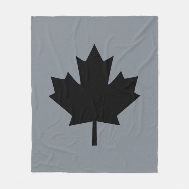 Bold Canadian Black Maple Leaf Fleece Blanket (Front)
