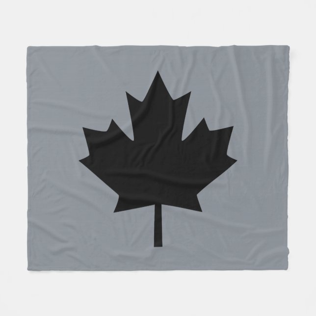 Bold Canadian Black Maple Leaf Fleece Blanket (Front (Horizontal))