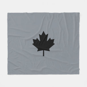 Bold Canadian Black Maple Leaf Fleece Blanket