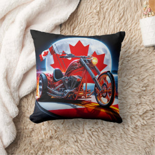 Bold Canadian chopper under a full moon Cushion