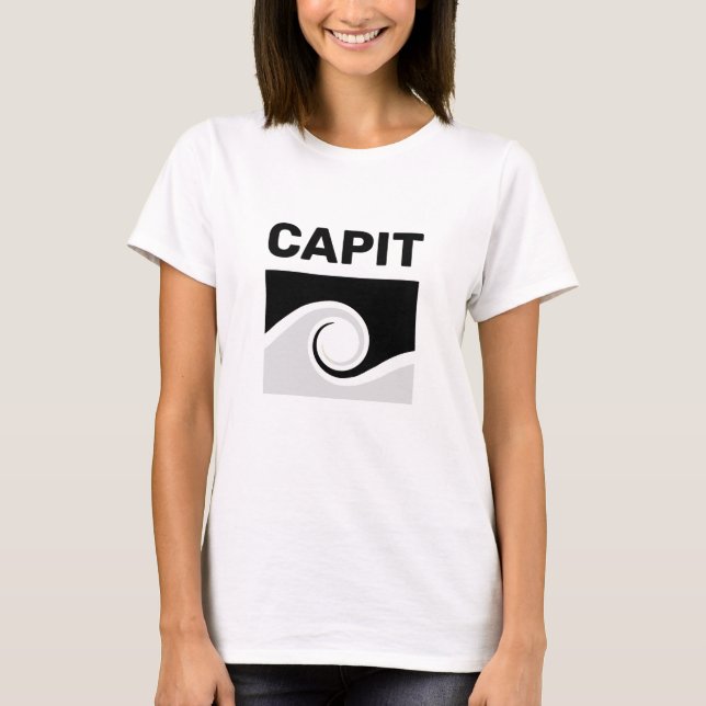 Bold Capit Text & Abstract Waves T-Shirt (Front)