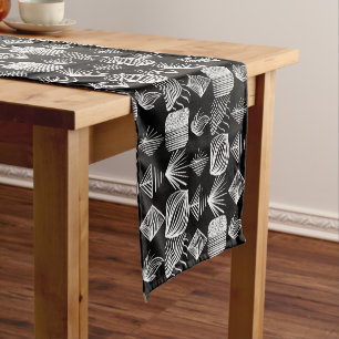 Bold Caribbean Tribal Mudcloth – Black & White, Short Table Runner
