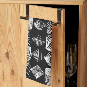 Bold Caribbean Tribal Mudcloth – Black & White,  Tea Towel